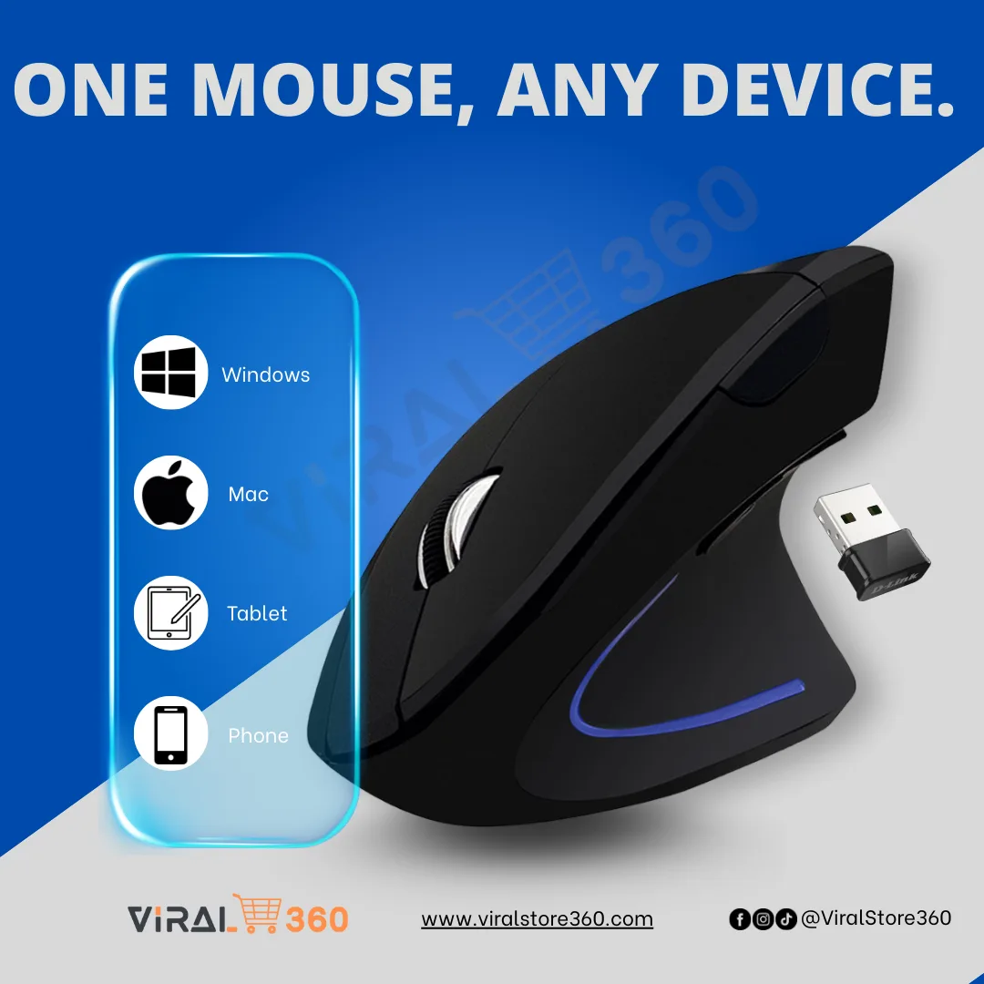 Vertical Wireless Mouse | Ergonomic Design with Adjustable DPI