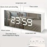 Modern LED Mirror Alarm Clock | Loud Alarm, Snooze, Modern Design - Image 2