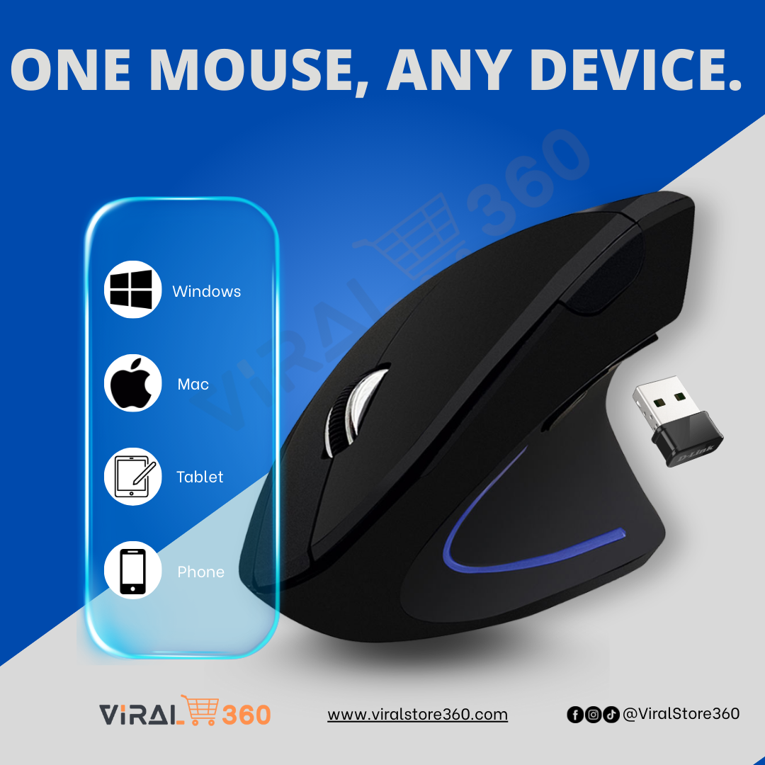 Vertical Wireless Mouse | Ergonomic Design, Comfortable Grip, Adjustable DPI, LED Backlit Optical Mouse for Laptop & PC - hero 1 Vertical Wireless Mouse | Ergonomic Design with Adjustable DPI - Image 1